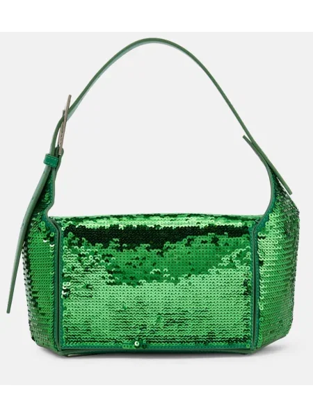 Geanta de piele The Attico din piele verde