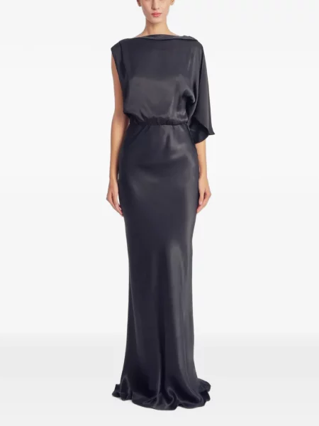 Rochie maxi Irina Schrotter asimetrică drapată negru