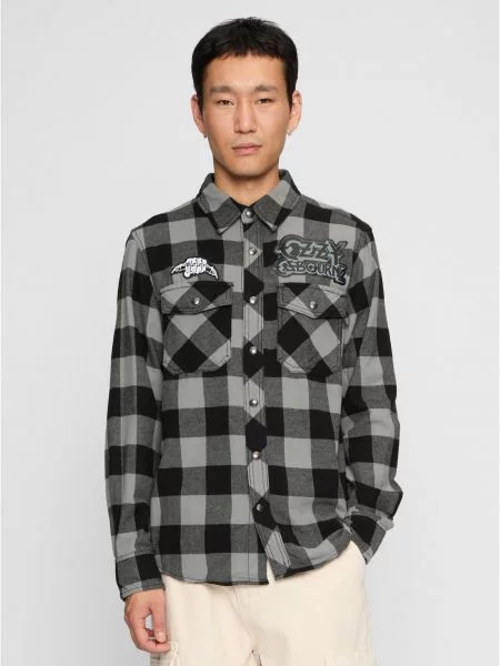 Dolgo srajca z dolgimi rokavi Brandit s karirastim vzorcem z dolgimi rokavi črna