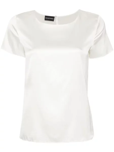Top Emporio Armani din satin alb