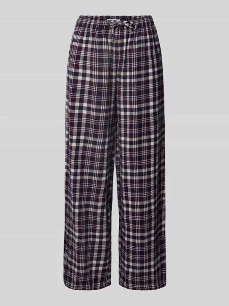 Spodnie materiałowe w kroju relaxed fit z tunelem Review granatowe