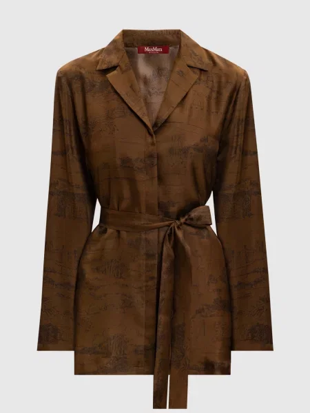 Блуза BITURO із шовку Max Mara коричнева