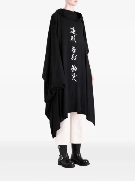 Ασύμμετρη μίντι φόρεμα Yohji Yamamoto με σχέδιο μαύρο