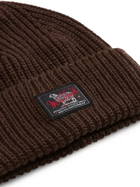 Căciulă Woolrich tricotate cu autograf maro