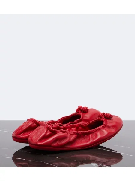 Balerini Bottega Veneta din piele roșu