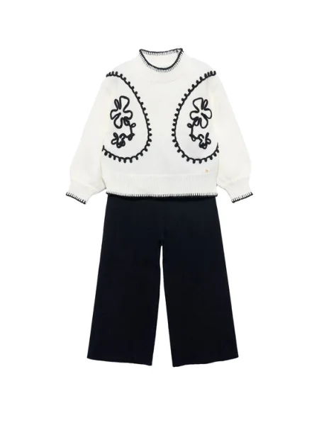 Abel & Lula Set pulover și pantaloni din textil negru