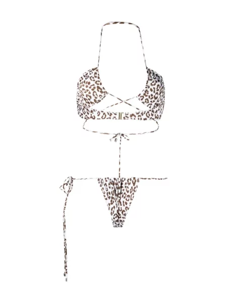 Costum de baie doua piese Manokhi cu imagine cu model leopard alb
