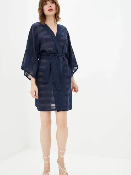 Женский пляжный халат синій