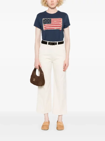 Велурена дълго тениска Polo Ralph Lauren с принт бяло