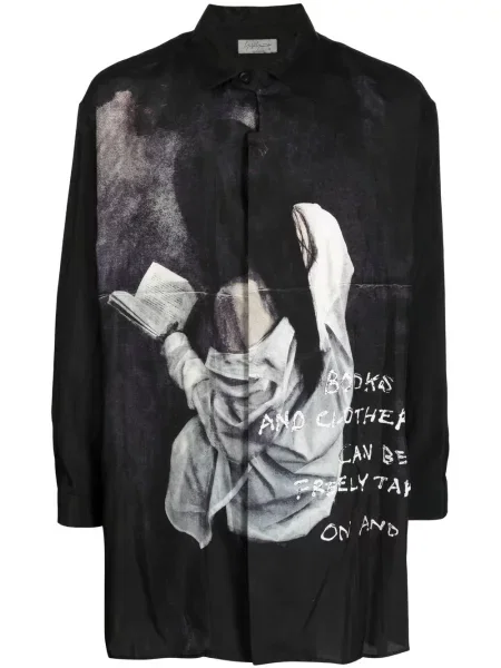Cămașă Yohji Yamamoto cu imagine lungă negru