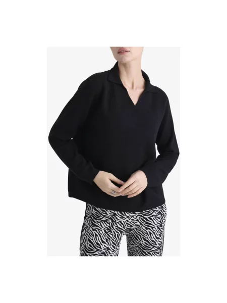 Dzianinowy sweter Manila Grace z długim rękawem czarny