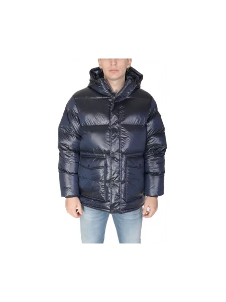 Kurtka puchowa Emporio Armani Ea7 z kapturem niebieska