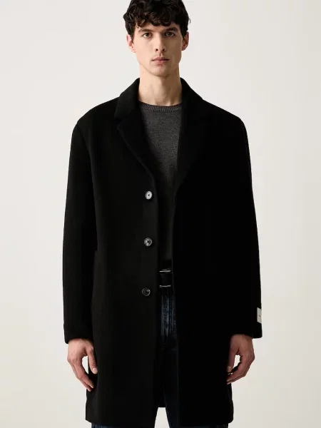 Palton Calvin Klein de lână negru