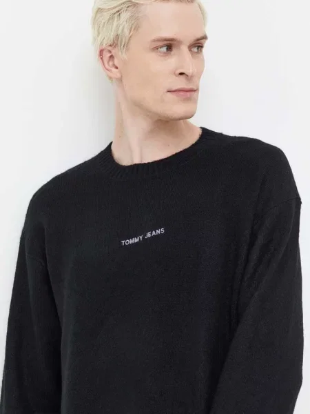 Пуловер Tommy Jeans мъжки черно