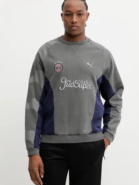Bombažen pulover Puma PUMA x KIDSUPER siva