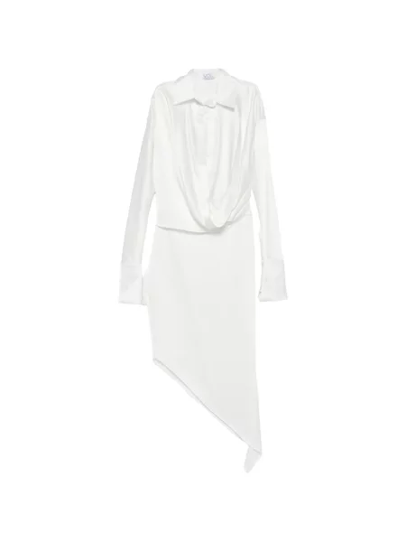 Rochie midi Vestiaire D'un Oiseau Libre asimetrică drapată alb