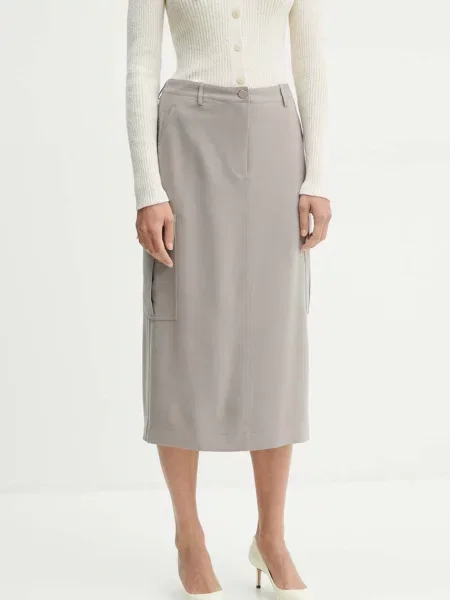 Fustă midi Theory până la genunchi bej