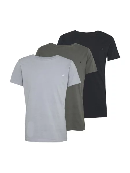 REPLAY Tricou albastru deschis / gri metalic negru