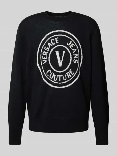 Sweter z wyhaftowanym logo i okrągłym dekoltem Versace Jeans Couture