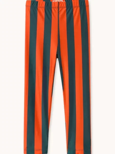 Tinycottons легінси дитячі RED-BLUE STRIPES SHINY LEGGINGS червоні
