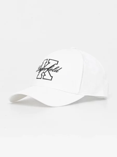 Шапка с козирка Karl Lagerfeld с апликация бяло