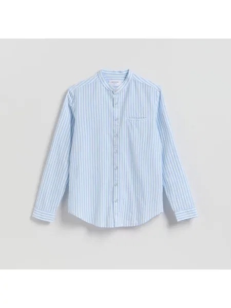 Reserved Košile slim fit s lnem bleděmodrá