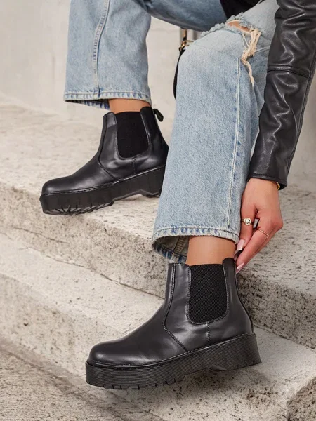 Botine Resti din piele negru