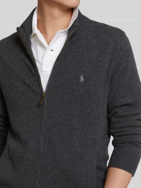Kardigan rozpinany z czystej wełny krój regular fit Polo Ralph Lauren szary