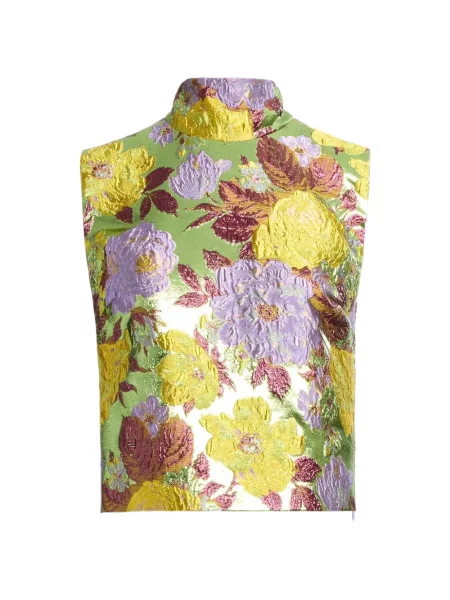 Top Elie Saab cu model floral verde