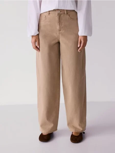 Reserved Джинси barrel leg бежевий