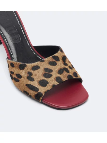 Papuci tip mules Staud cu imagine cu model leopard maro