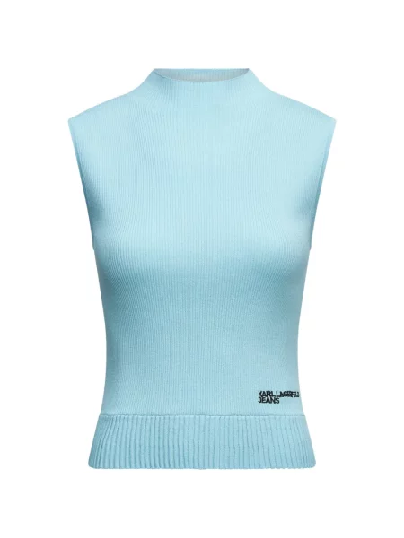 Pletený top Karl Lagerfeld Jeans bez rukávů modrý