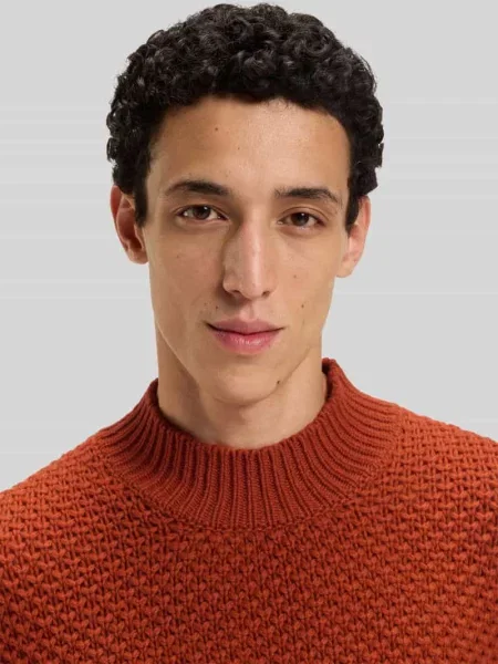 Sweter o kroju regular fit z dzianiny z czystej żywej wełny model ‘C-HELETTO’ – BECKHAM x BOSS pomarańczowy
