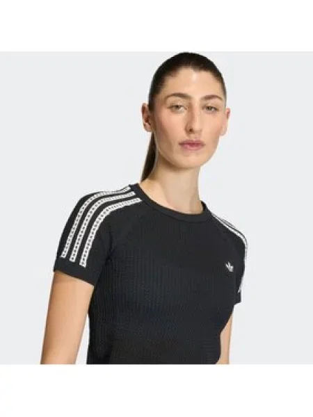Adidas Póló Knitted Crochet Tee fekete
