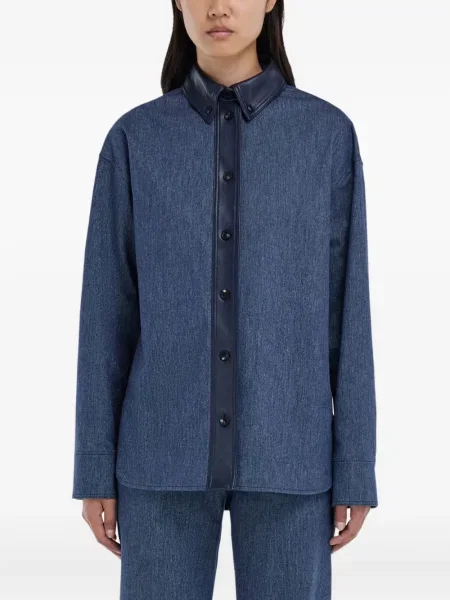 Koszula Ferragamo skórzana niebieska