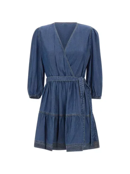 Sukienka mini Boss z dekoltem w serek niebieska