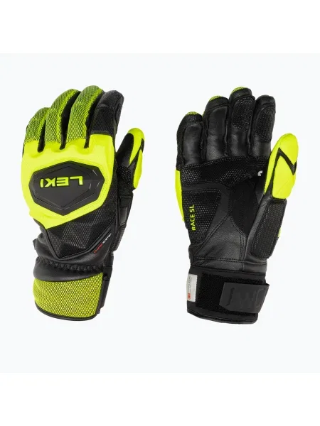 Мъжки ски ръкавици LEKI WCR Venom SL 3D black ice/lemon черно