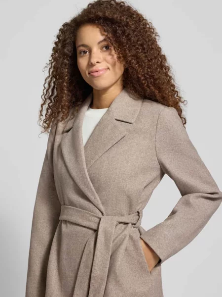 Krój regular fit krótki płaszcz z paskiem w talii do wiązania model ALVILDA' Only