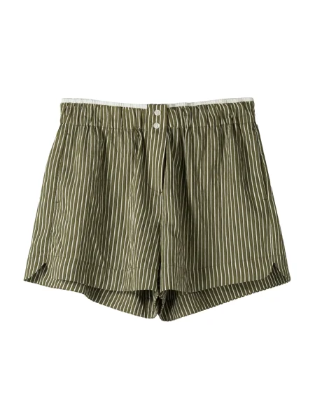 Bershka Hlače oliva / črna bela