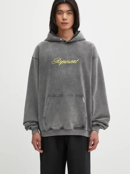 Represent hanorac de Script Logo cu glugă cu imprimeu gri