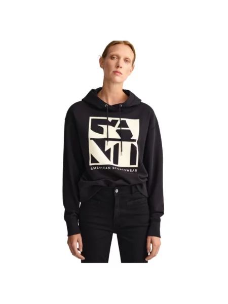 Bluza z kapturem Gant z kapturem w miejskim stylu niebieska