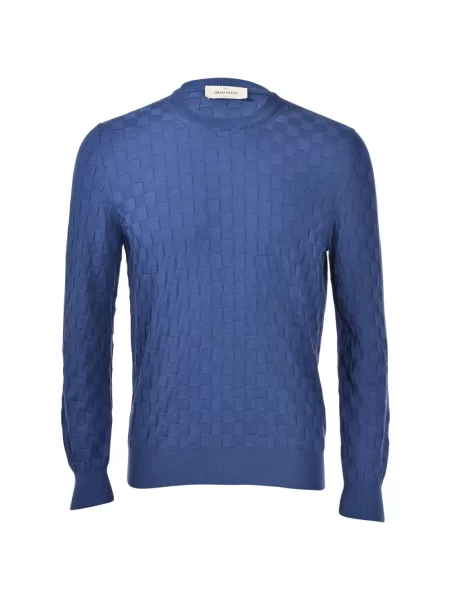 Sweter Gran Sasso z okrągłym dekoltem niebieski