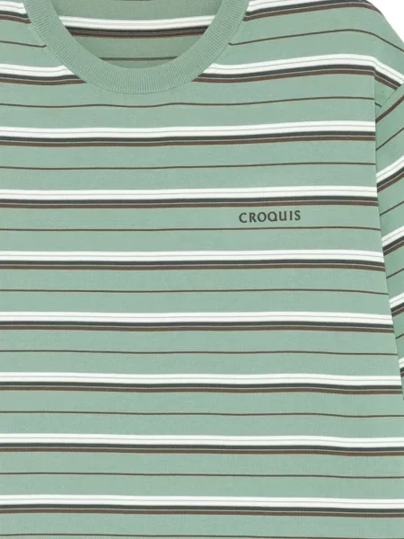 Tricou Croquis cu broderie verde