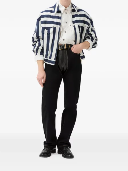 Blugi drepți Versace din piele negru