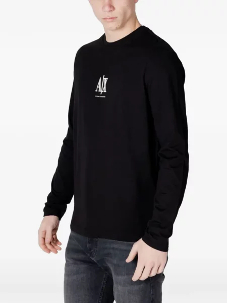 Lung tricou Armani Exchange cu broderie negru