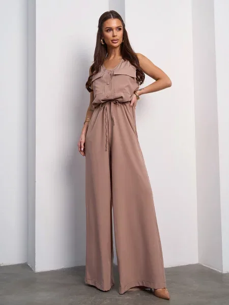 Комбінезон ISSA Plus комбінований верх бежевий