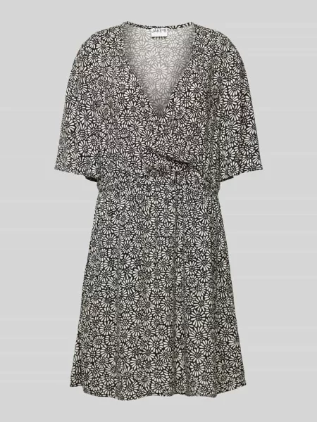 Sukienka mini z z kwiatowym wzorem i dekoltem w serek Jake*s Casual czarna