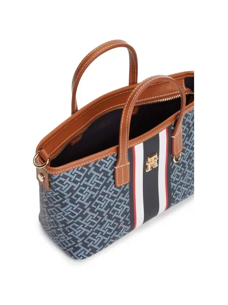 Pruhovaná shopper kabelka Tommy Hilfiger modrá