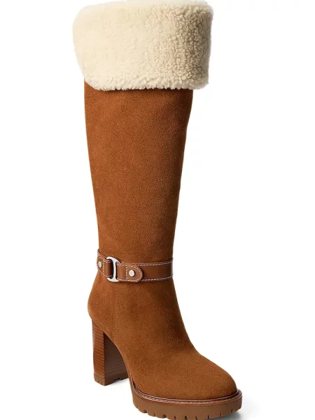 Semišové čižmy Lauren Ralph Lauren Tasha Tl Hl hnedá