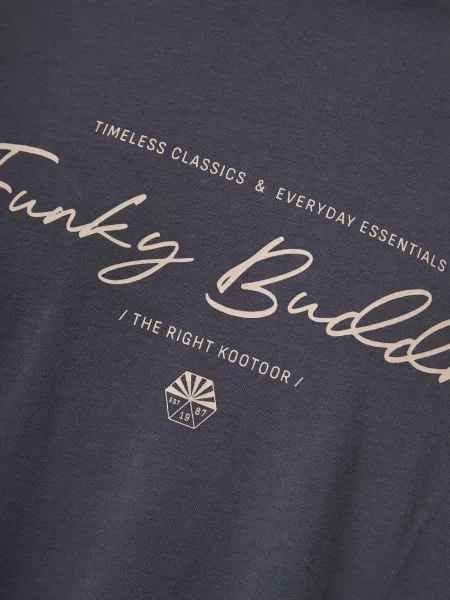 Funky Buddha Tricou / gri închis bej